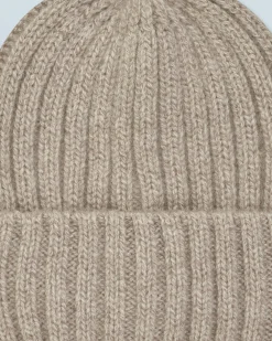 FROM FUTURE Berretto con Risvolto a Coste Taupe Clearance