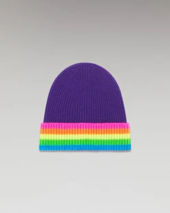 FROM FUTURE Berretto con Risvolto Bande multicolori WinterPurple Discount