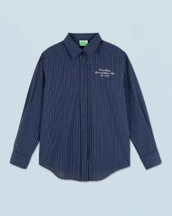 FROM FUTURE Camicia Maniche lunghe DarkBlueStriped Cheap