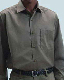 FROM FUTURE Camicia Maniche lunghe Tinta unita Ricamo Cachi Shop