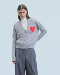 FROM FUTURE Cardigan-pullover Cuore Leggero Grigioericascuro Best Sale