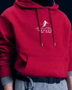FROM FUTURE Felpa con Cappuccio Ski Club DarkRed Fashion