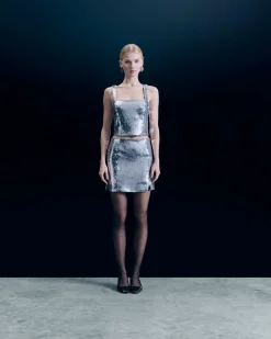 FROM FUTURE Gonna Mini lustrini Argento Discount