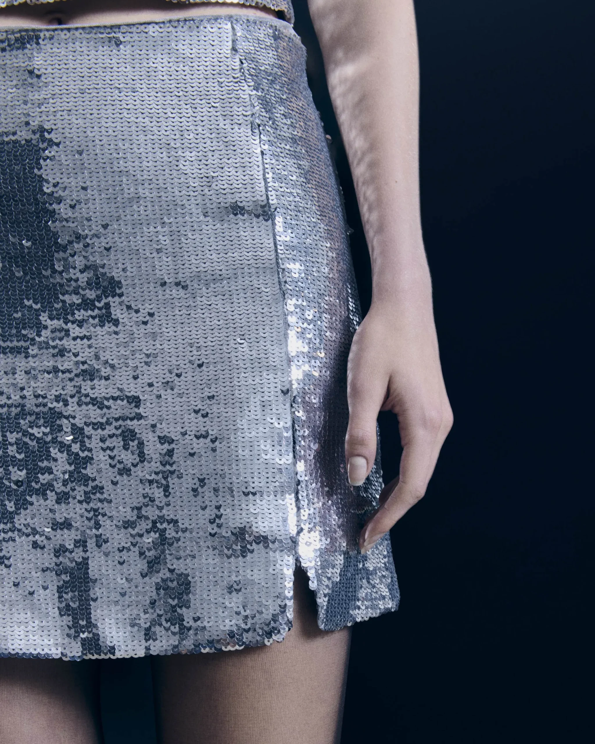 FROM FUTURE Gonna Mini lustrini Argento Discount