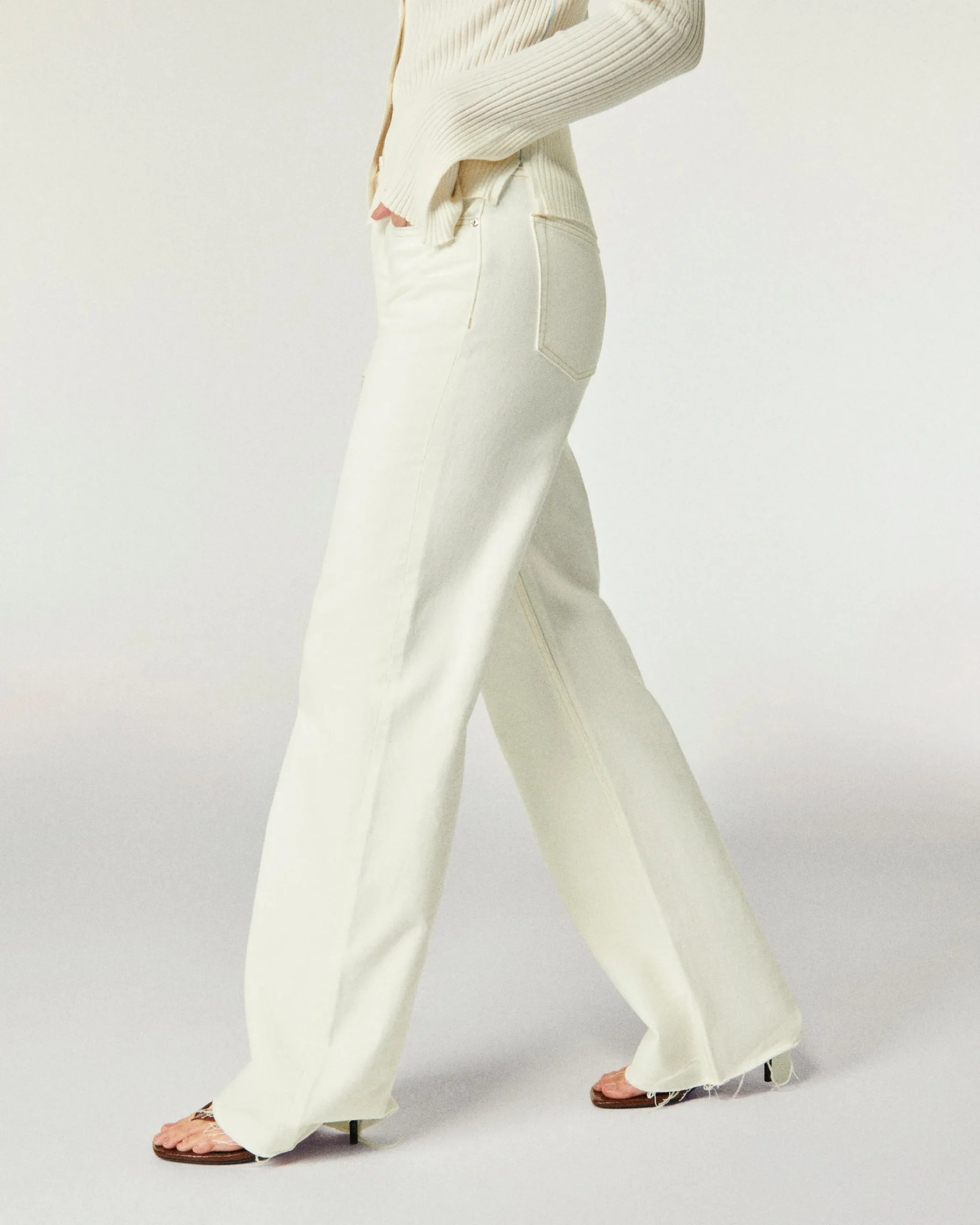 FROM FUTURE Jeans Larghi Ecrù Hot