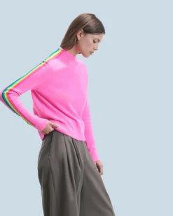 FROM FUTURE Maglione Collo a lupetto Fasce per maniche Multico Leger Rosasognante Online