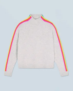 FROM FUTURE Maglione Collo a lupetto Multico Leger Maniche a righe LightHeatherGrey Hot