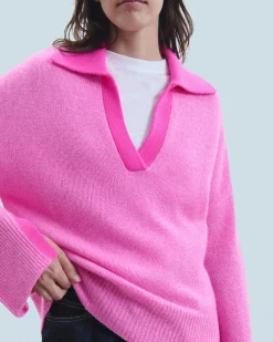 FROM FUTURE Maglione Collo a polo Pink Flash Sale