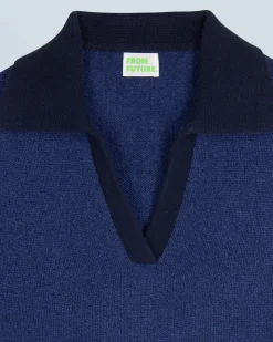 FROM FUTURE Maglione Collo a polo DarkBlue Clearance