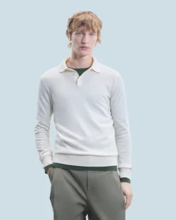 FROM FUTURE Maglione Collo a polo Basic Ecrù Fashion
