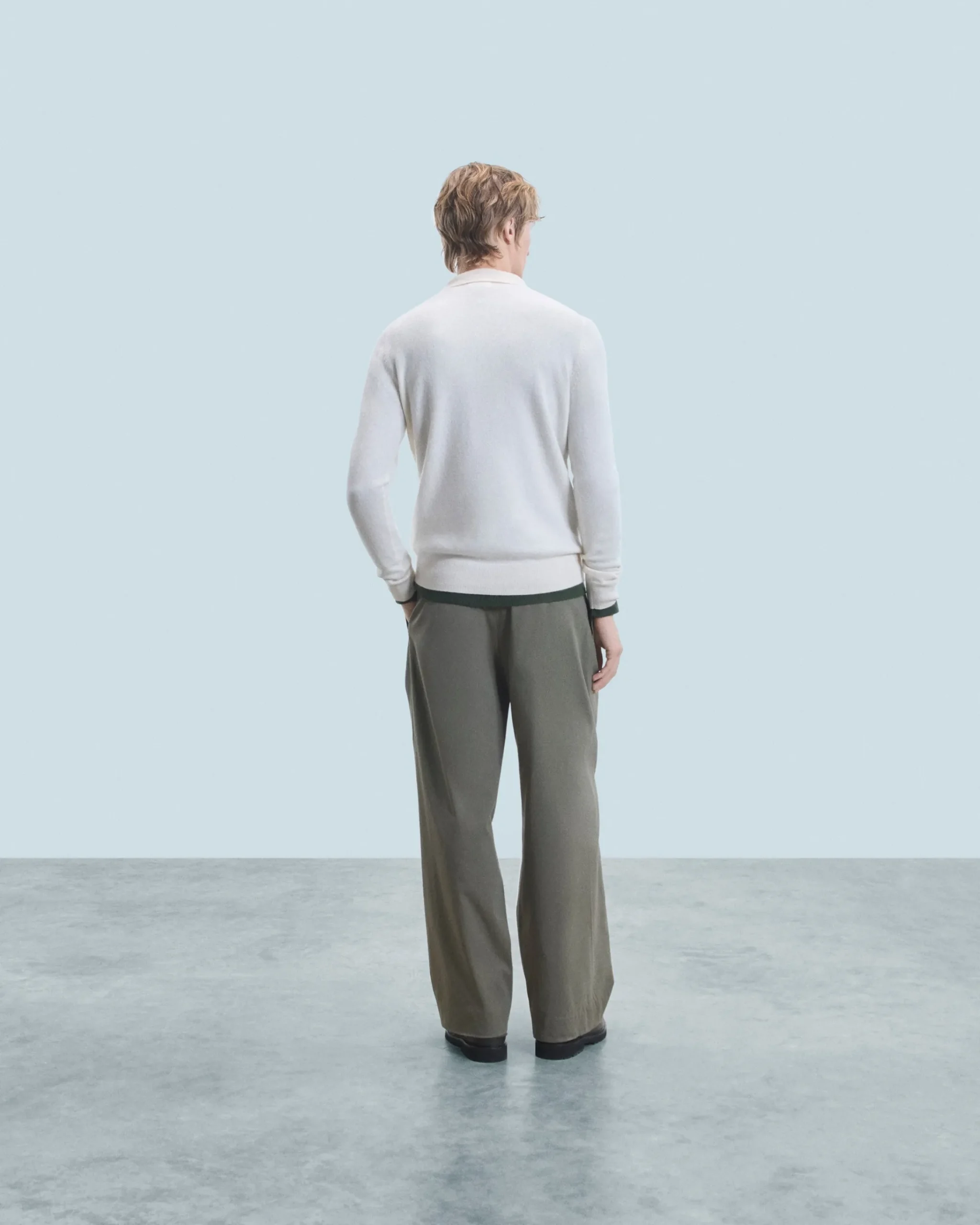 FROM FUTURE Maglione Collo a polo Basic Ecrù Fashion