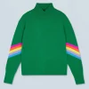 FROM FUTURE Maglione Collo alto Bande maniche Multicolori Leggero MountainGreen Fashion