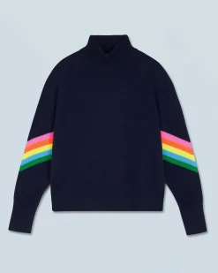 FROM FUTURE Maglione Collo alto Bande maniche Multicolori Leggero MarinaMilitare Shop