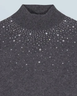 FROM FUTURE Maglione Collo alto con Strass Leggero Grigioantracite Sale