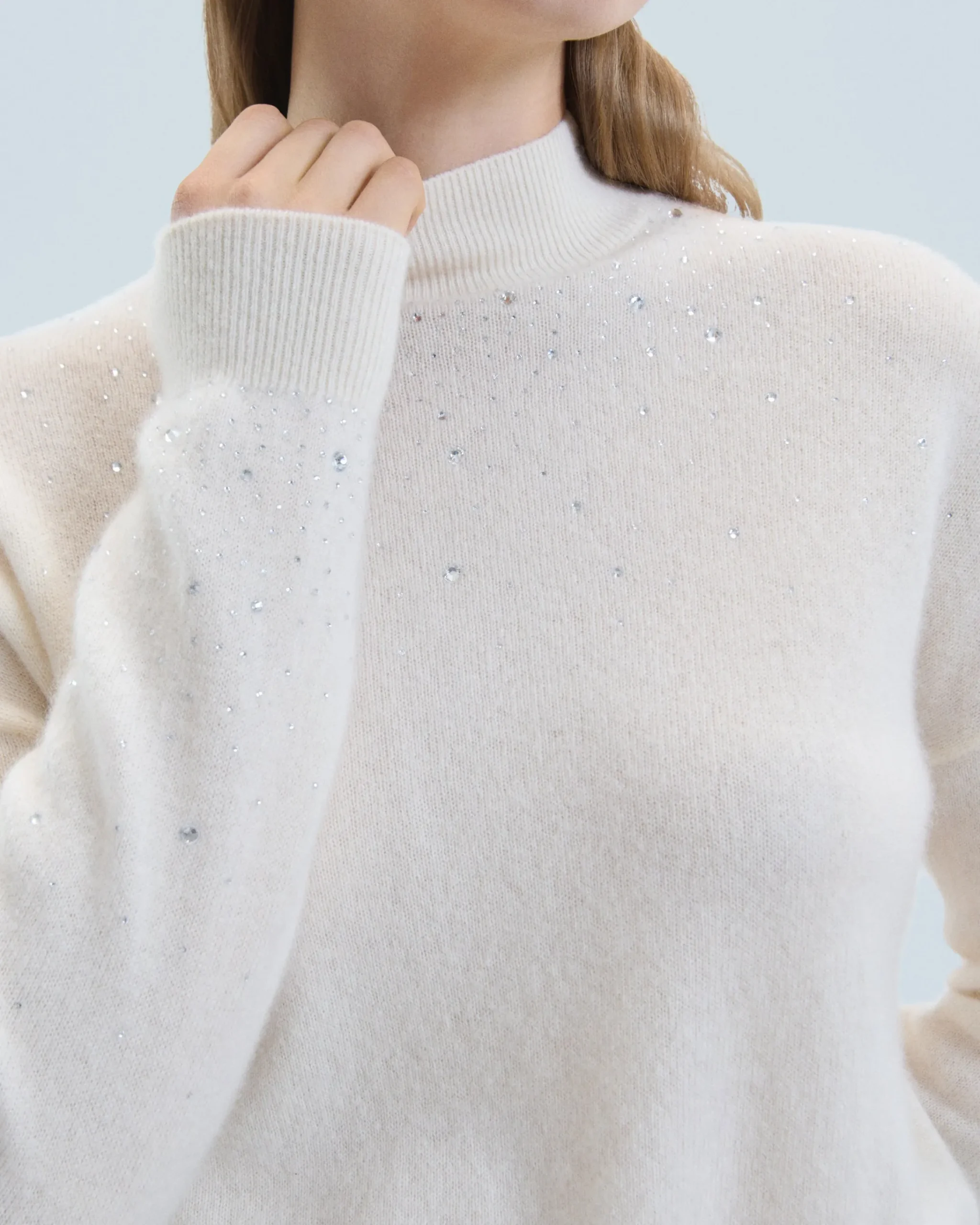 FROM FUTURE Maglione Collo alto con Strass Leggero Ecrù Shop