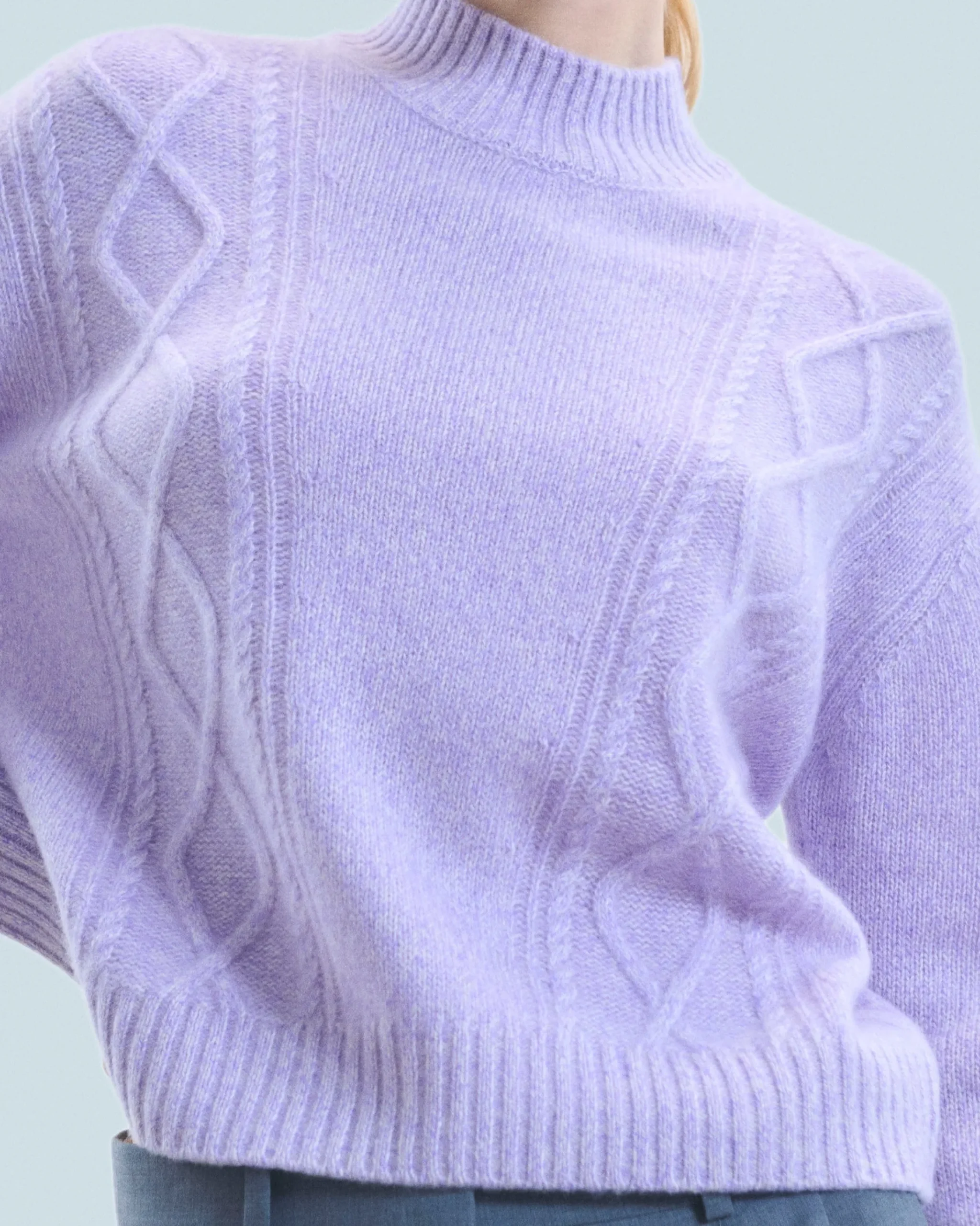 FROM FUTURE Maglione Collo alto con Trecce Lilac Best Sale