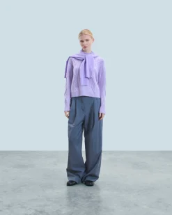 FROM FUTURE Maglione Collo alto con Trecce Lilac Best Sale