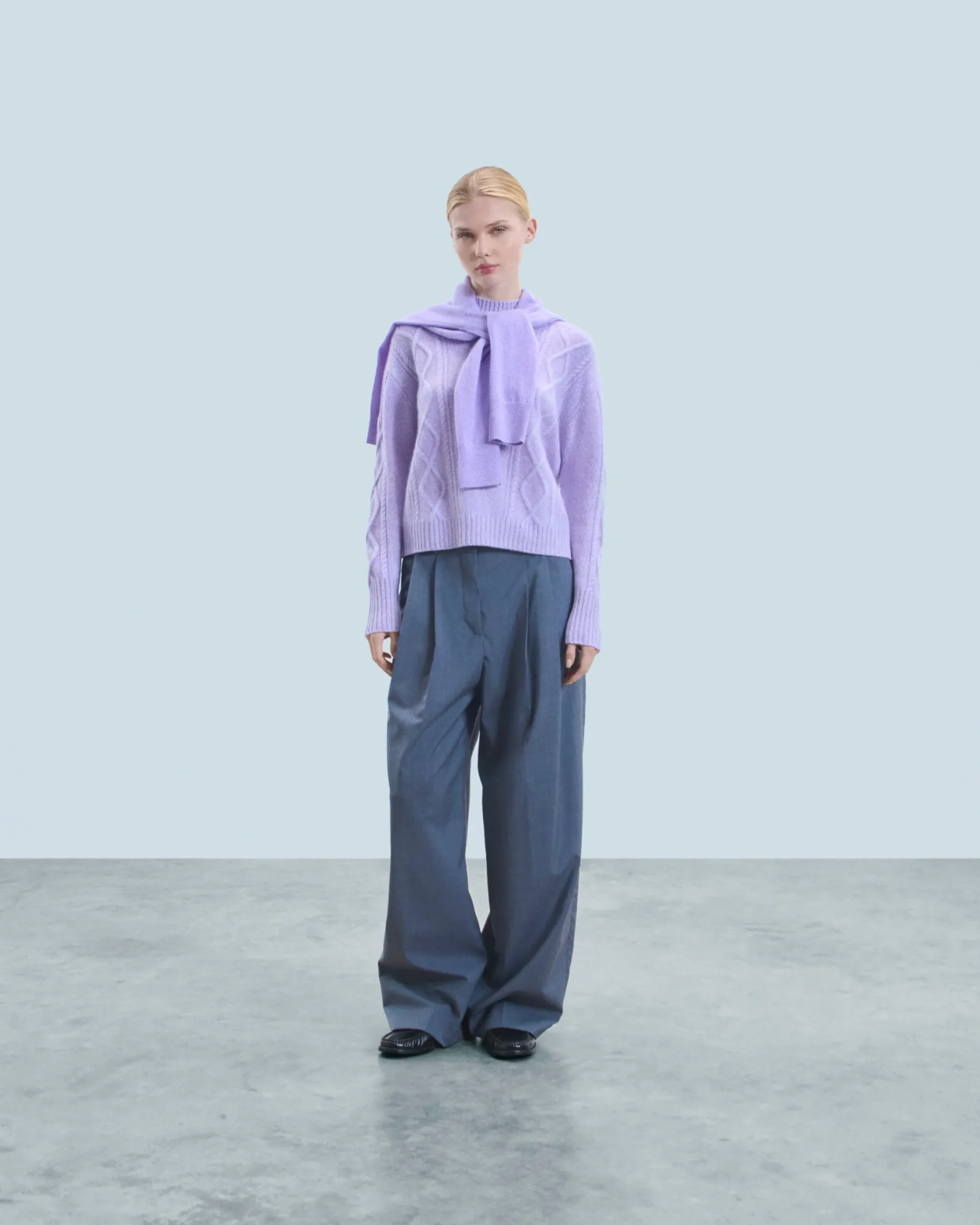 FROM FUTURE Maglione Collo alto con Trecce Lilac Best Sale