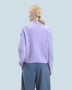FROM FUTURE Maglione Collo alto con Trecce Lilac Best Sale
