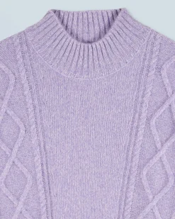 FROM FUTURE Maglione Collo alto con Trecce Lilac Best Sale
