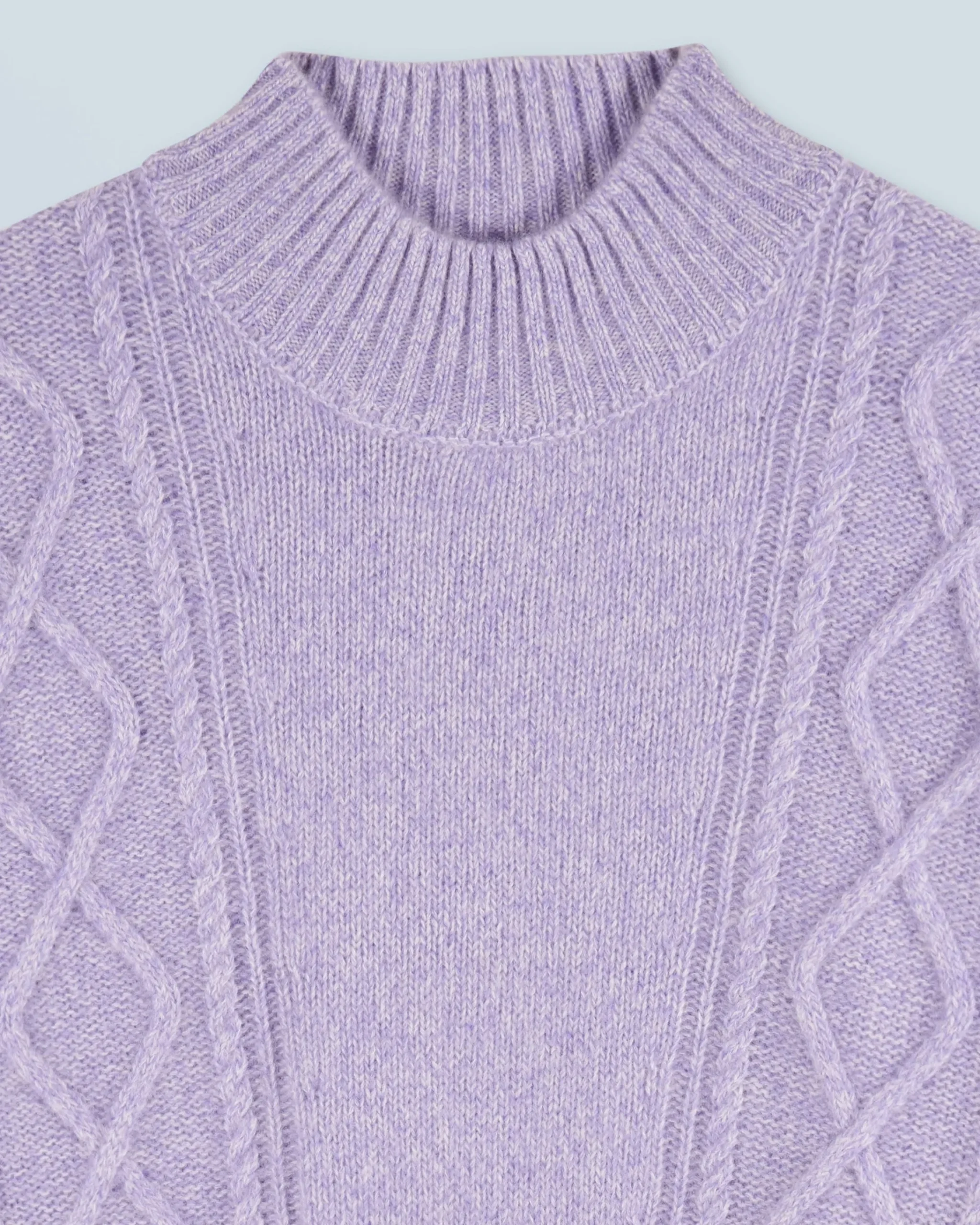 FROM FUTURE Maglione Collo alto con Trecce Lilac Best Sale