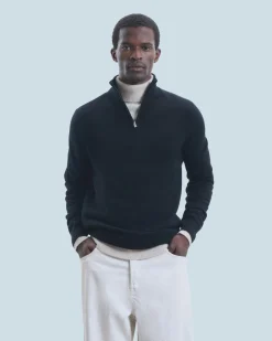 FROM FUTURE Maglione Collo alto con zip Basic Nero Fashion