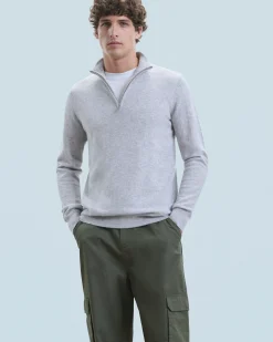 FROM FUTURE Maglione Collo alto con zip Basic Grigioericachiaro Best