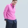 FROM FUTURE Maglione Collo alto con Zip Pesante Pink Hot