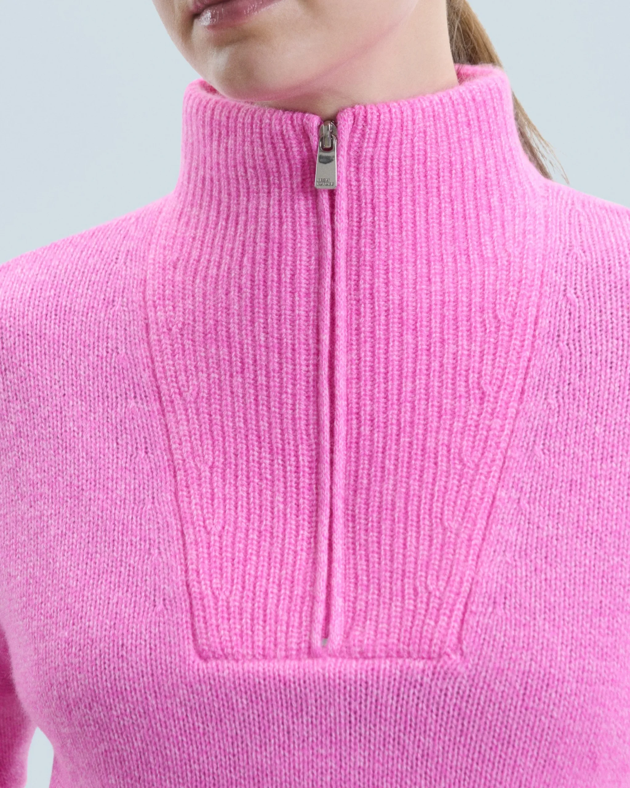FROM FUTURE Maglione Collo alto con Zip Pesante Pink Hot