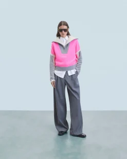 FROM FUTURE Maglione Collo alto con zip Tricolore DreamyPink Fashion