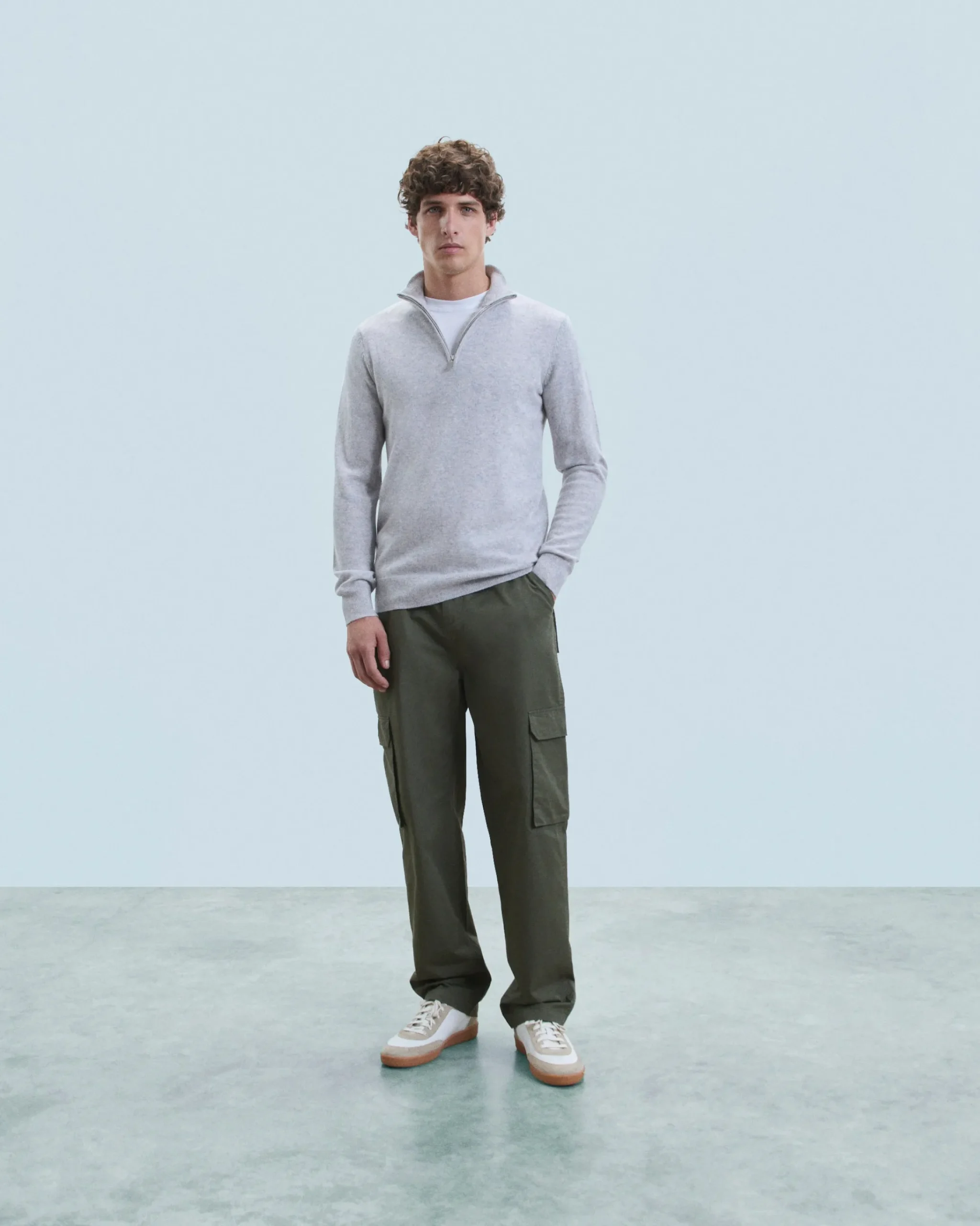 FROM FUTURE Maglione Collo alto con zip Basic Grigioericachiaro Best