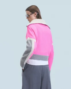 FROM FUTURE Maglione Collo alto con zip Tricolore DreamyPink Fashion