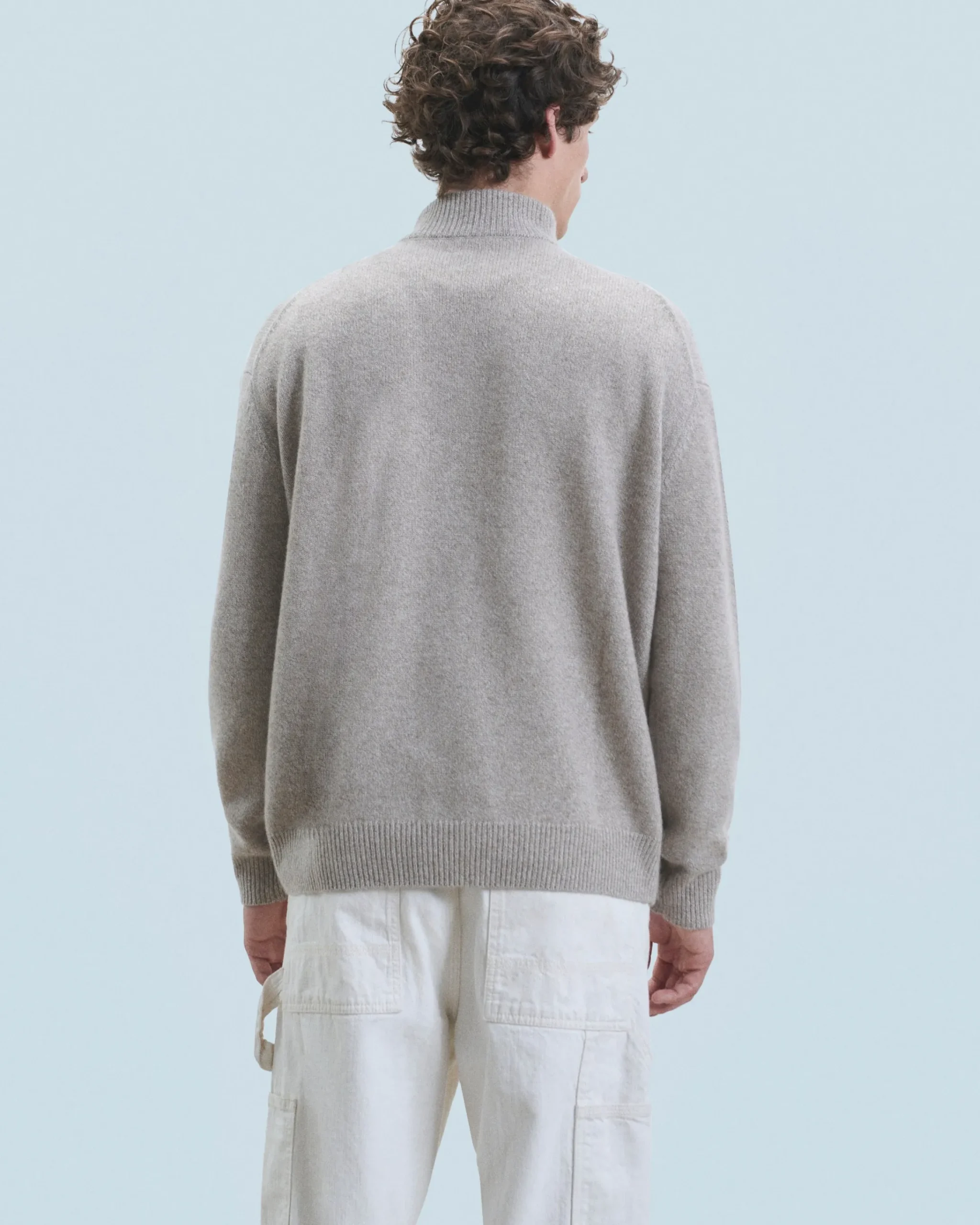 FROM FUTURE Maglione Collo alto con zip Sovradimensionato TaupeMouliné Clearance