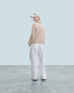 FROM FUTURE Maglione Collo alto con zip Maglia a trecce Beige Best