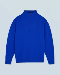 FROM FUTURE Maglione Collo alto con zip Sovradimensionato PopBlue New
