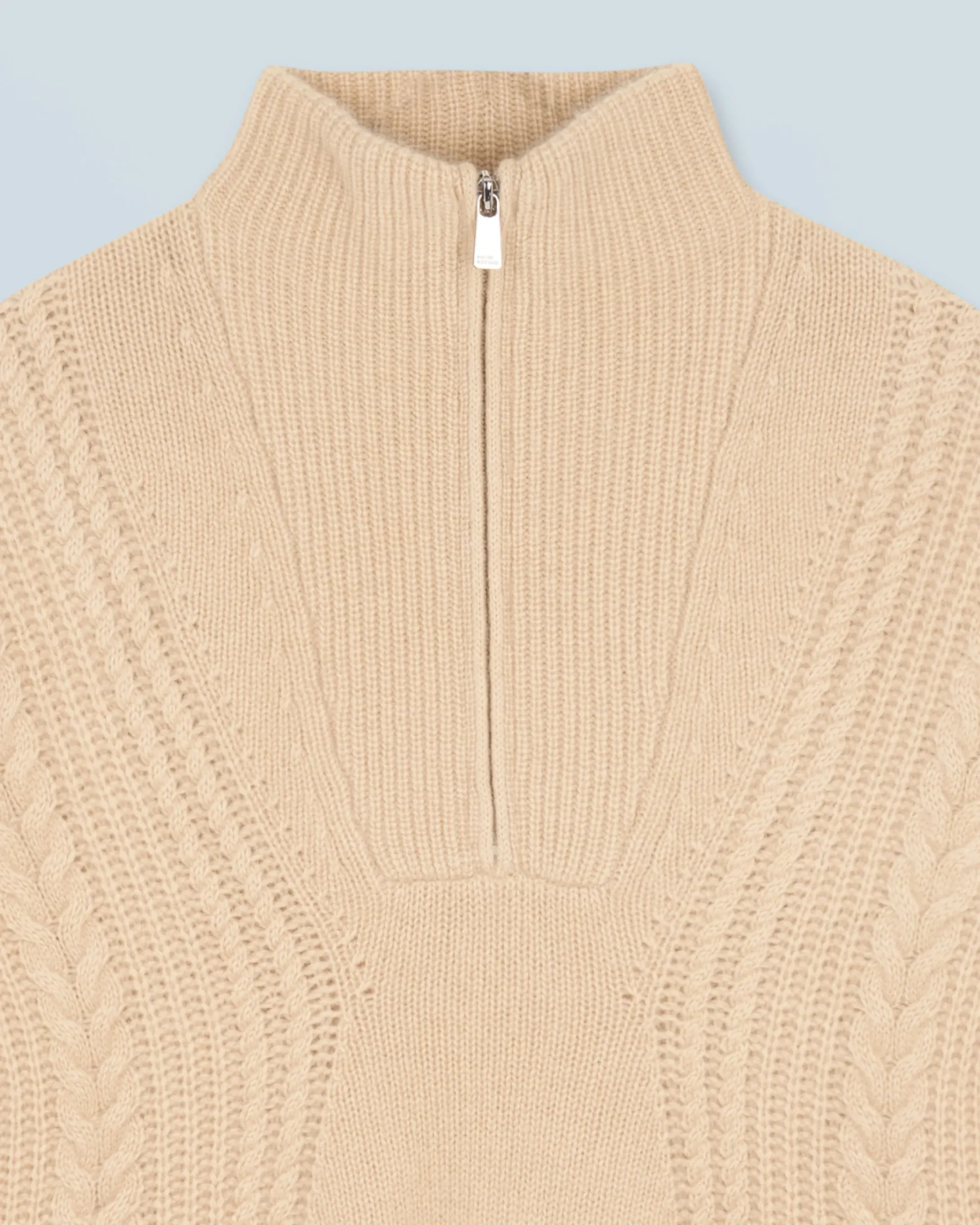 FROM FUTURE Maglione Collo alto con zip Maglia a trecce Beige Best
