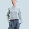 FROM FUTURE Maglione Collo alto Corto con Trecce GrayStone Hot