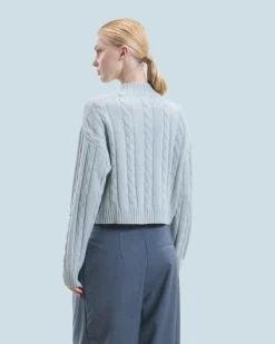 FROM FUTURE Maglione Collo alto Corto con Trecce GrayStone Hot