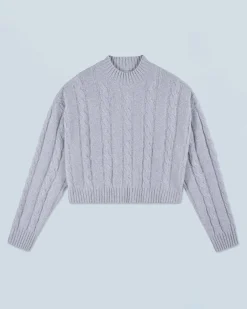 FROM FUTURE Maglione Collo alto Corto con Trecce GrayStone Hot