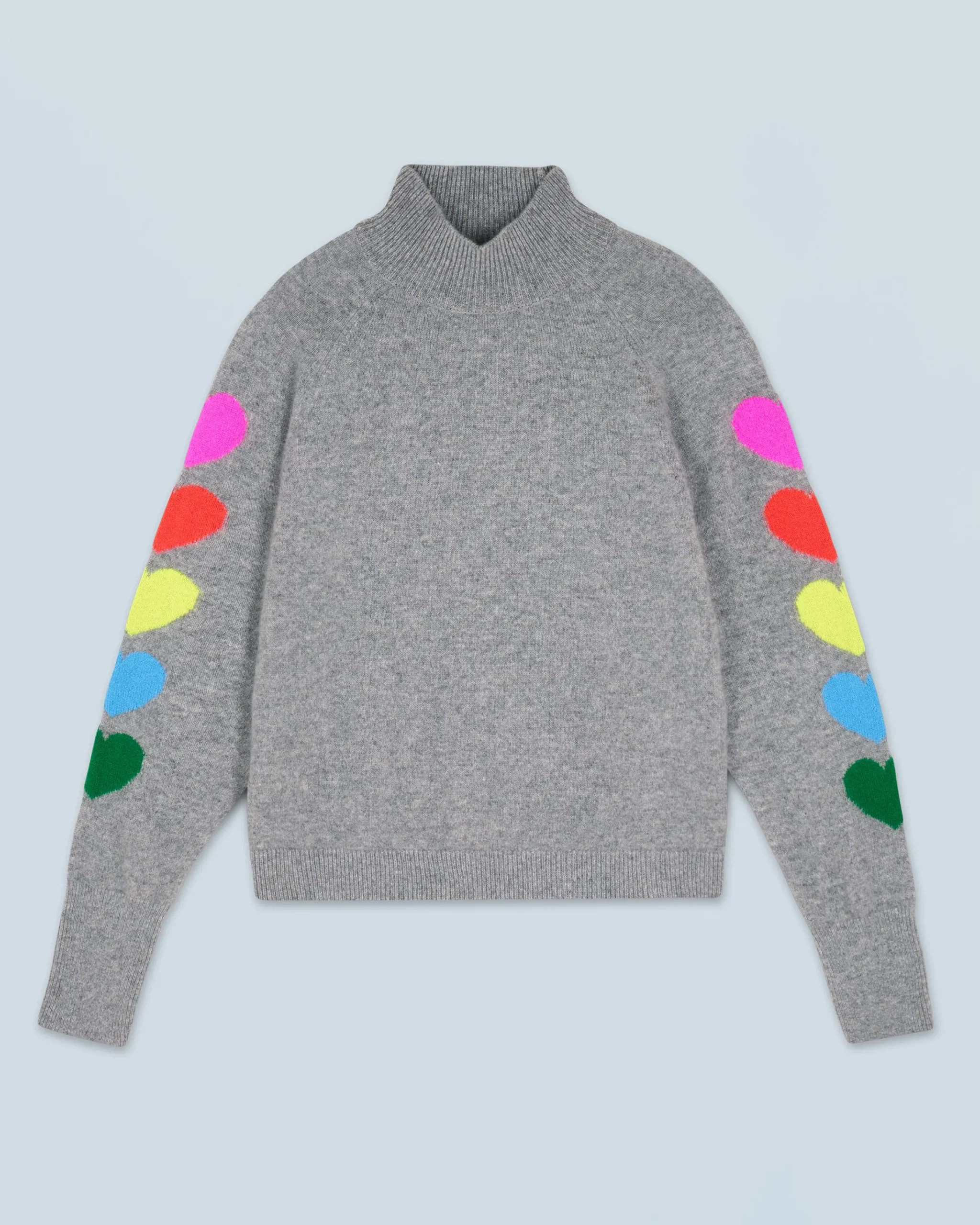 FROM FUTURE Maglione Collo alto Maniche Cuori Leggero Grigioericascuro Sale