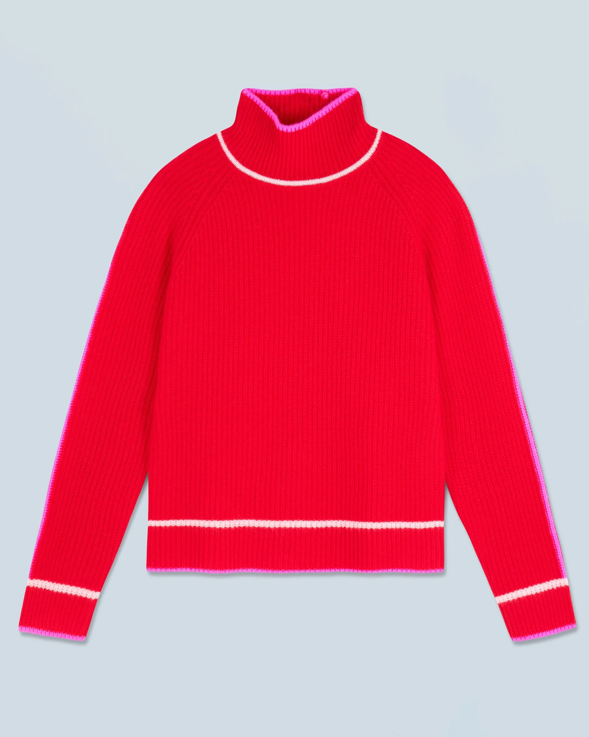 FROM FUTURE Maglione Collo alto Tricolore a Costa perlata BrightRed Cheap