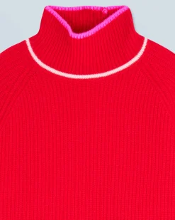 FROM FUTURE Maglione Collo alto Tricolore a Costa perlata BrightRed Cheap