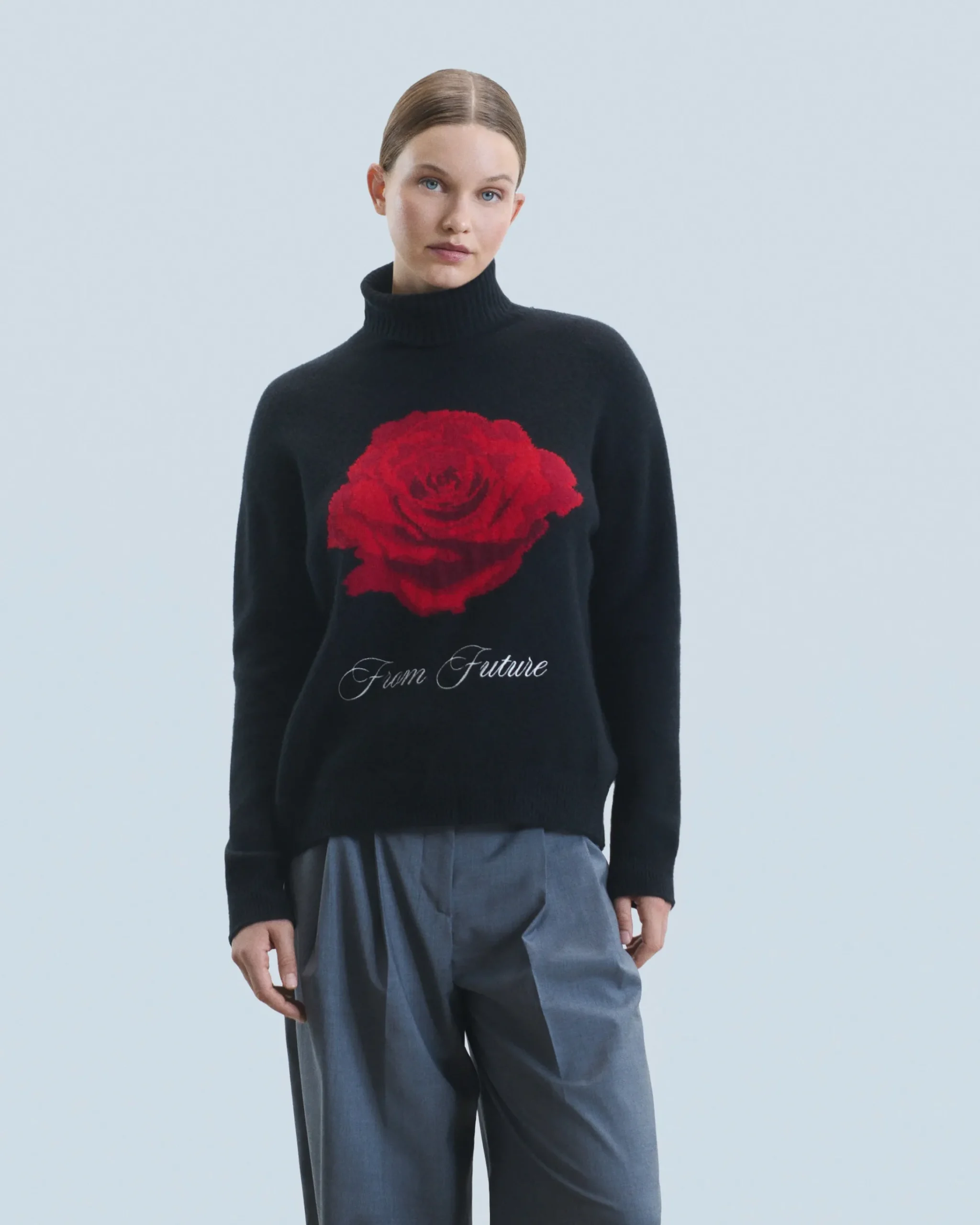 FROM FUTURE Maglione Collo dolcevita Nero Flash Sale