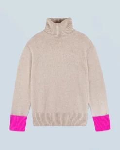 FROM FUTURE Maglione Collo dolcevita Beige New
