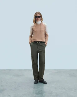FROM FUTURE Maglione con Cappuccio Cammello Cheap