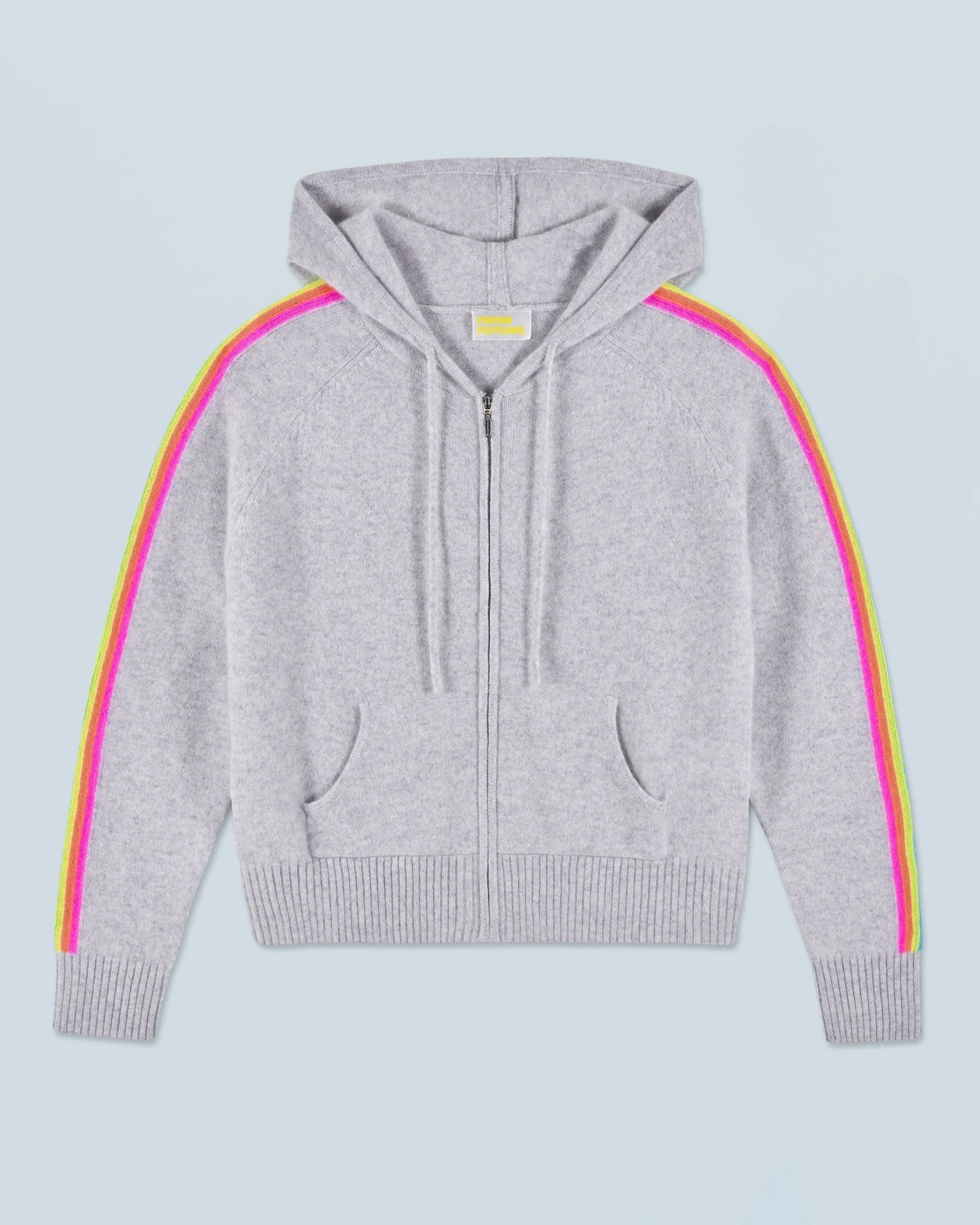 FROM FUTURE Maglione con Cappuccio Bande maniche Multicolori Leggero Grigioericachiaro Best