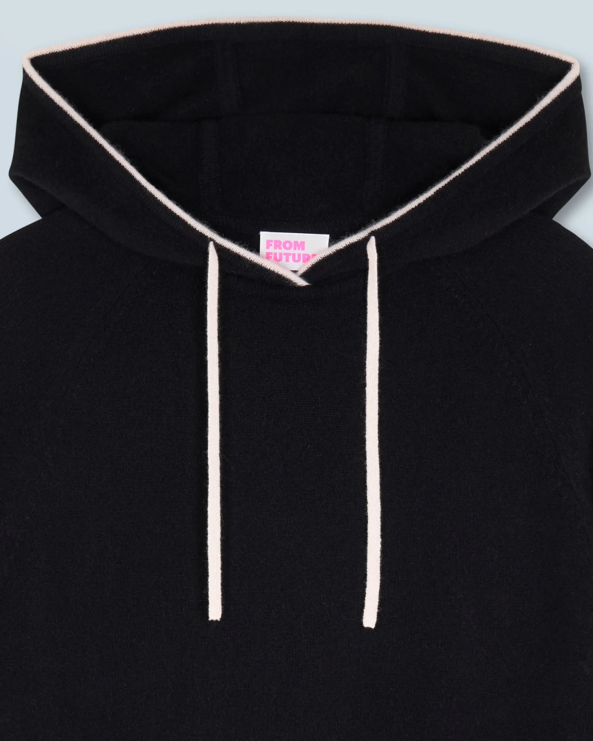 FROM FUTURE Maglione con Cappuccio Bordini a contrasto Leggero Nero Clearance
