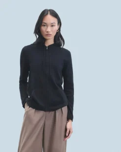 FROM FUTURE Maglione con Cappuccio e Zip Nero Discount