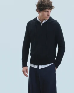 FROM FUTURE Maglione con Cappuccio e Zip Basic Nero Shop