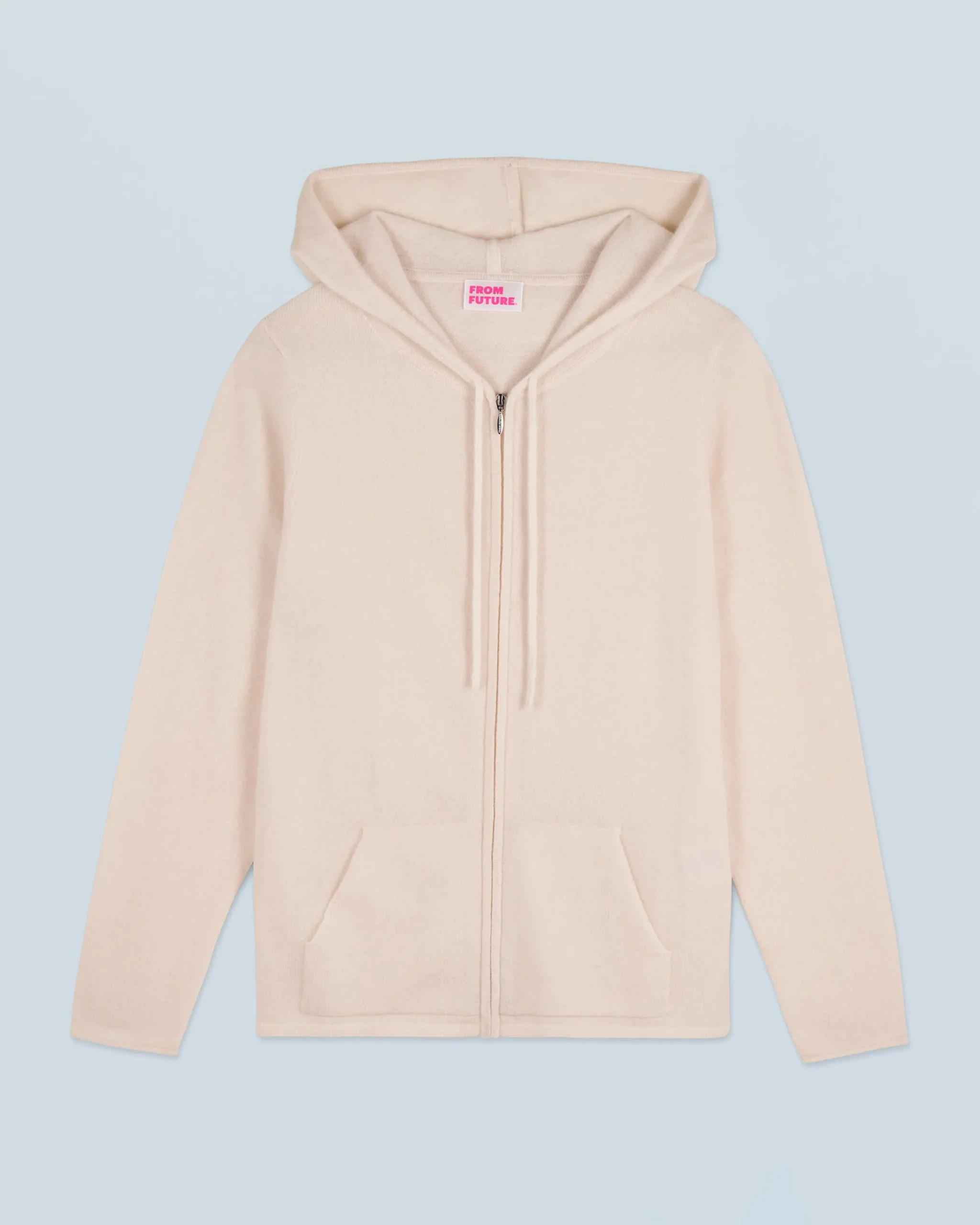 FROM FUTURE Maglione con Cappuccio e Zip Ecrù Discount